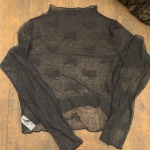 Aerie Black Sheer Lace Top